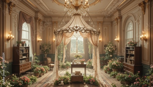 Elegant Wedding Ceremony Setup in a Luxurious Palace with Floral Decor