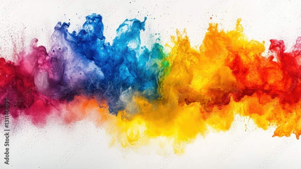 Colorful cloud of paint swirling in the air creating an artistic and vibrant display of colors and shapes Colorful cloud of paint swirling in the air creating an artistic and vibrant display of colors and shapes