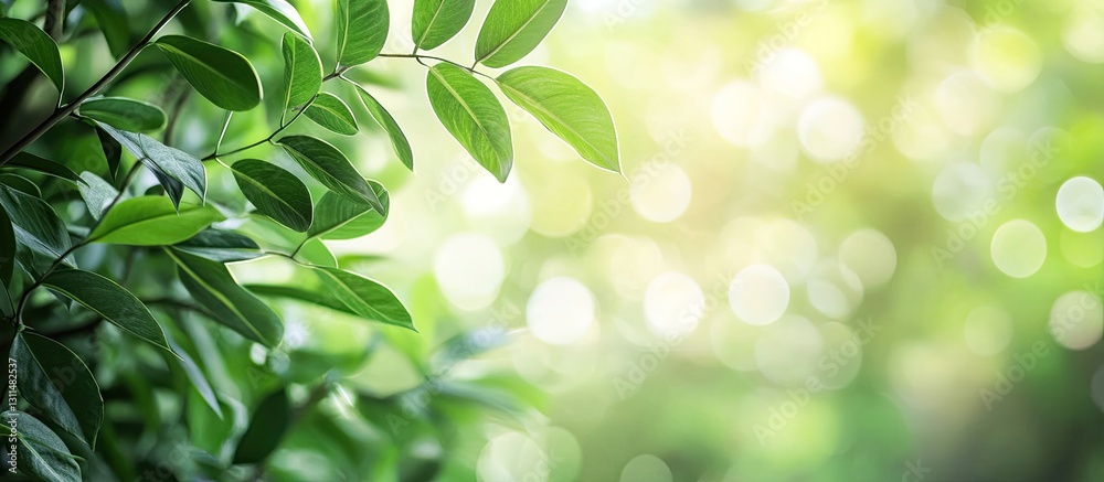 Bright green leaves subtly blurred in a garden setting, soft bokeh light effect in background; ideal for illustrations and copy space. Bright green leaves subtly blurred in a garden setting, soft bokeh light effect in background; ideal for illustrations and copy space.