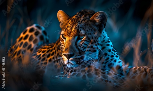 Obraz na płótnie Leopard, animals in night w salonie