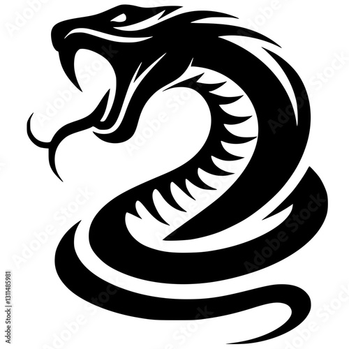 Silhouette of a ferocious snake