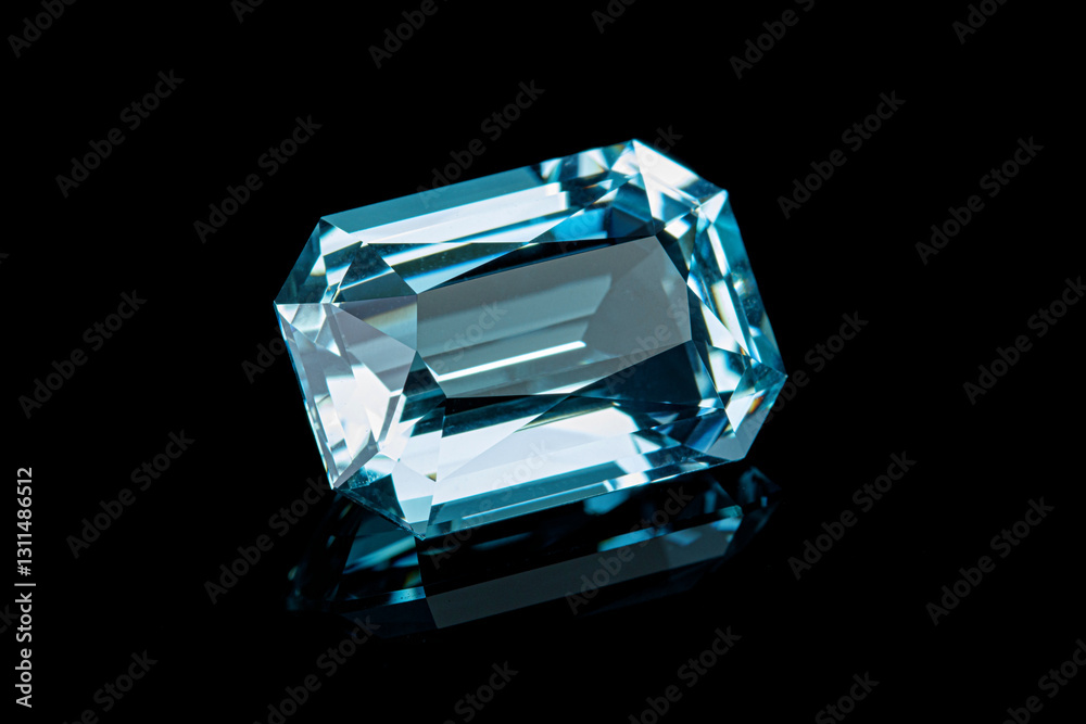 faceted aquamarine stone on a black background faceted aquamarine stone on a black background