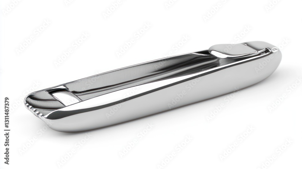 A sleek, metallic stapler designed for office use. A sleek, metallic stapler designed for office use.