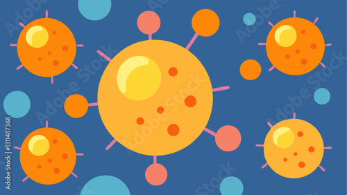 Vitamin C Molecules A closeup of Vitamin C molecules surrounded by exosomes emphasizing their role as carriers of nutrients.