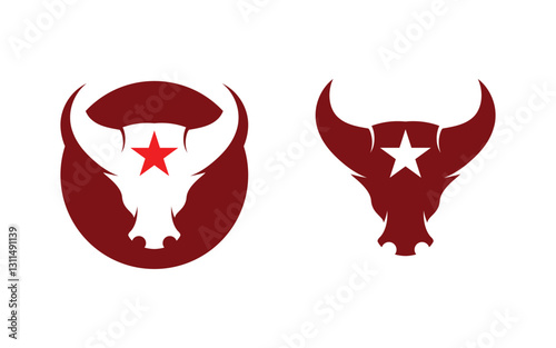Taurus Head Horn Logo Template vector icon illustration design