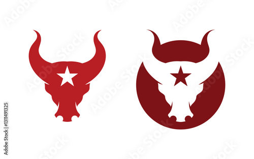 Taurus Head Horn Logo Template vector icon illustration design