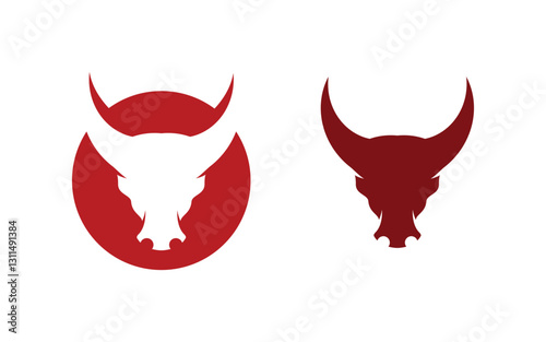 Taurus Head Horn Logo Template vector icon illustration design