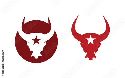 Taurus Head Horn Logo Template vector icon illustration design