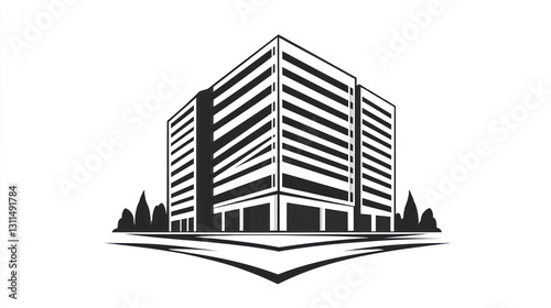 Modern Office Building Silhouette Illustration photo
