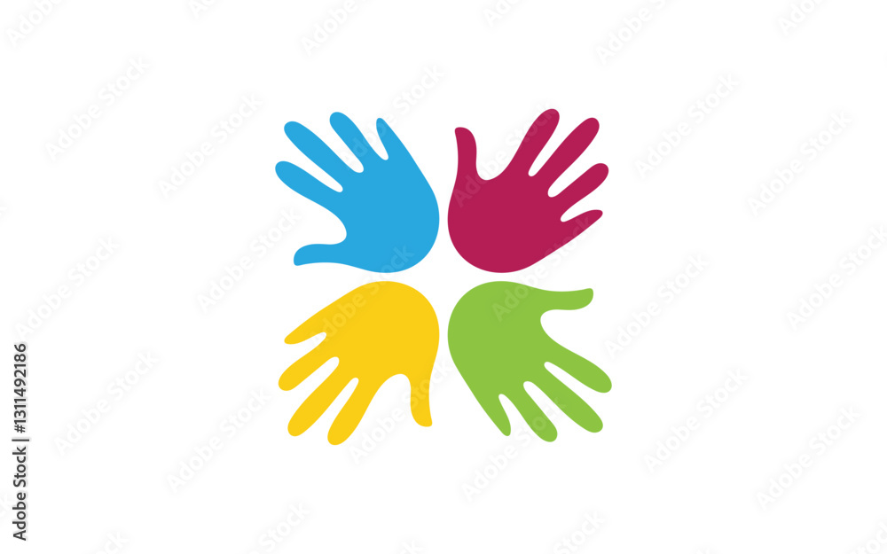Hand concept together Logo design template Hand concept together Logo design template