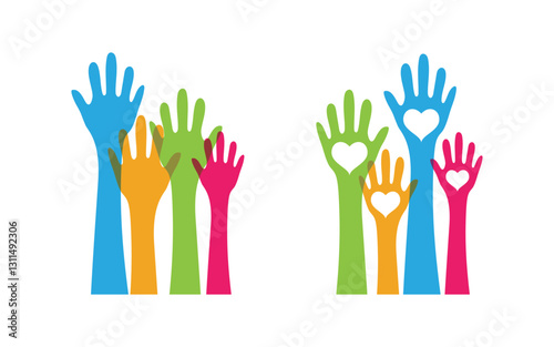 Hand concept together Logo design template
