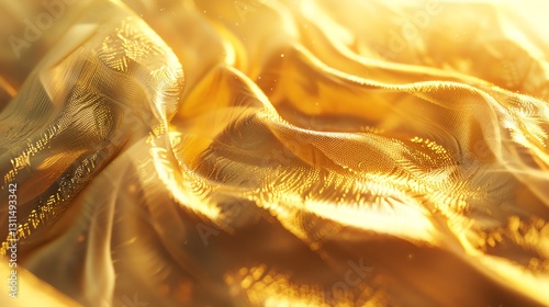 Closeup of gold fabric with a sparkly texture.