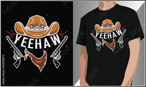 PrintYeehaw Western Cowboy T Shirt Design, Southern Western Vector Illustration, Rodeo Cowboy Illustration, Country Rodeo Cowboy Vector Art.