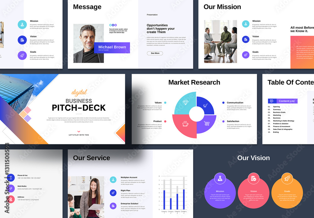 Digital Business Pitch Deck Presentation Stock Template | Adobe Stock