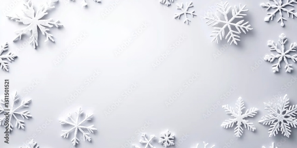 Delicate snowflakes captured on a soft white backdrop. Delicate snowflakes captured on a soft white backdrop.