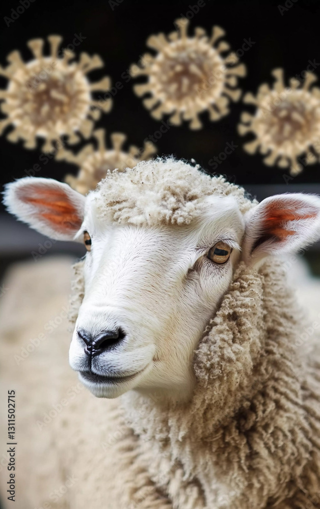 Sheep impacted by virus in agricultural setting Generative AI Sheep impacted by virus in agricultural setting Generative AI