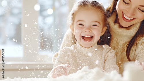 Mom And Daughter Sharing Fun Moments In Sunny Kitchen Bliss. photo