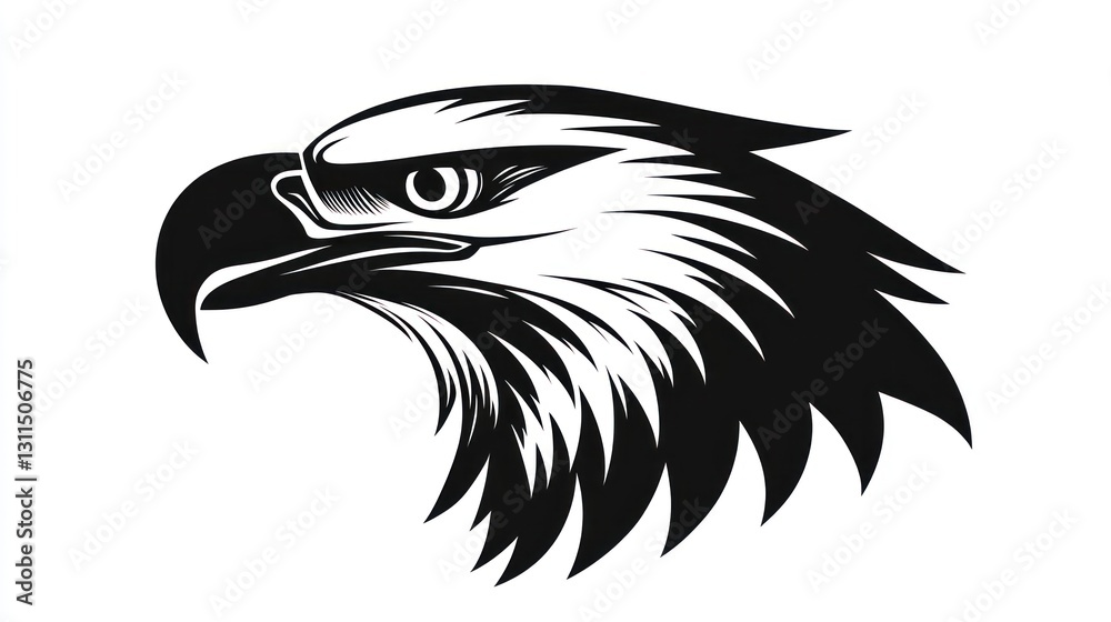 Obraz premium Eagle head graphic, artistic design, strong silhouette, potential for logo or poster