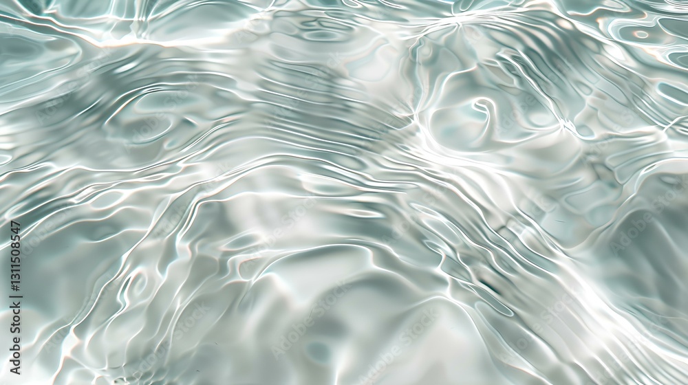 Shallow water surface through which a white ceramic bottom is visible, beautiful ripples