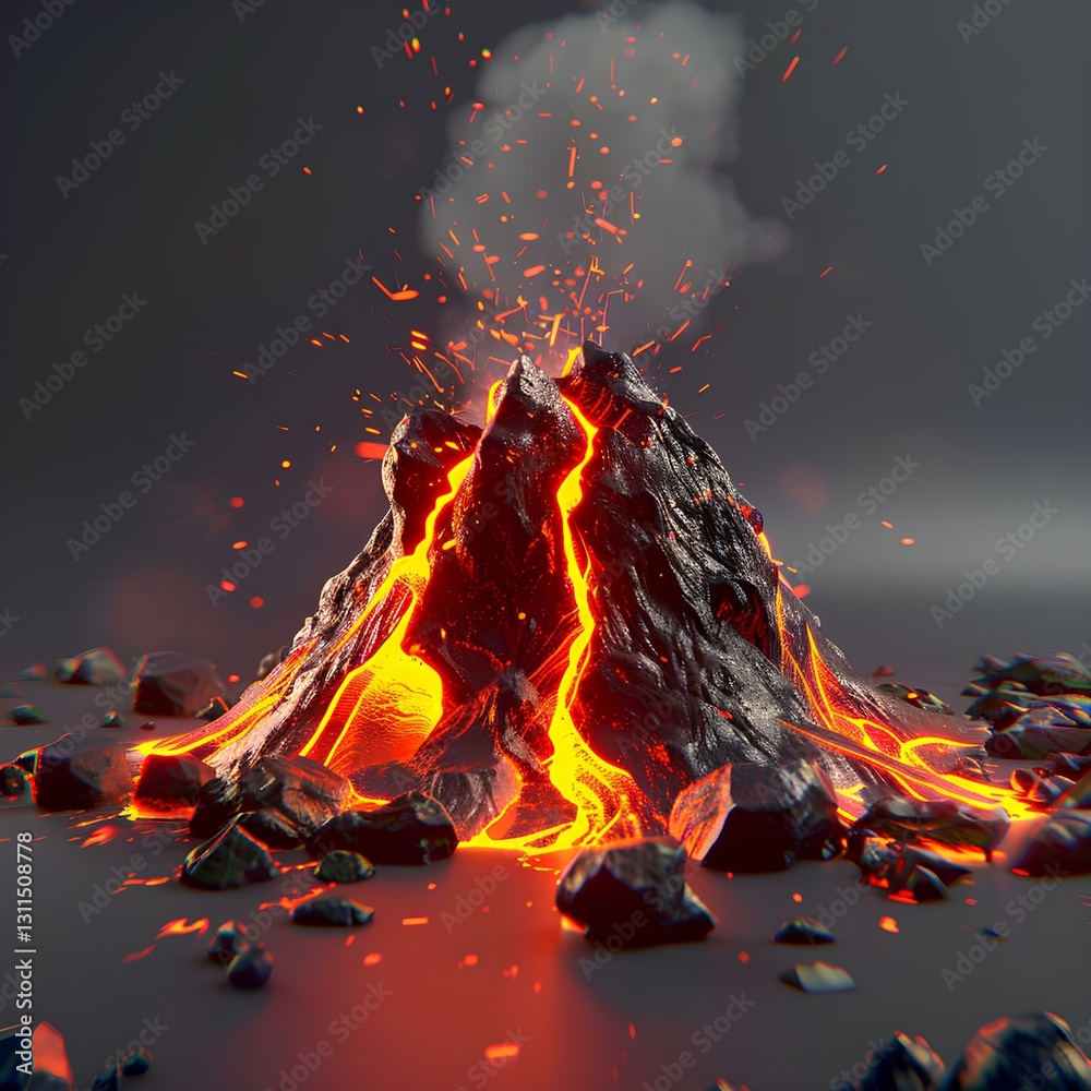 stylized volcano detailed