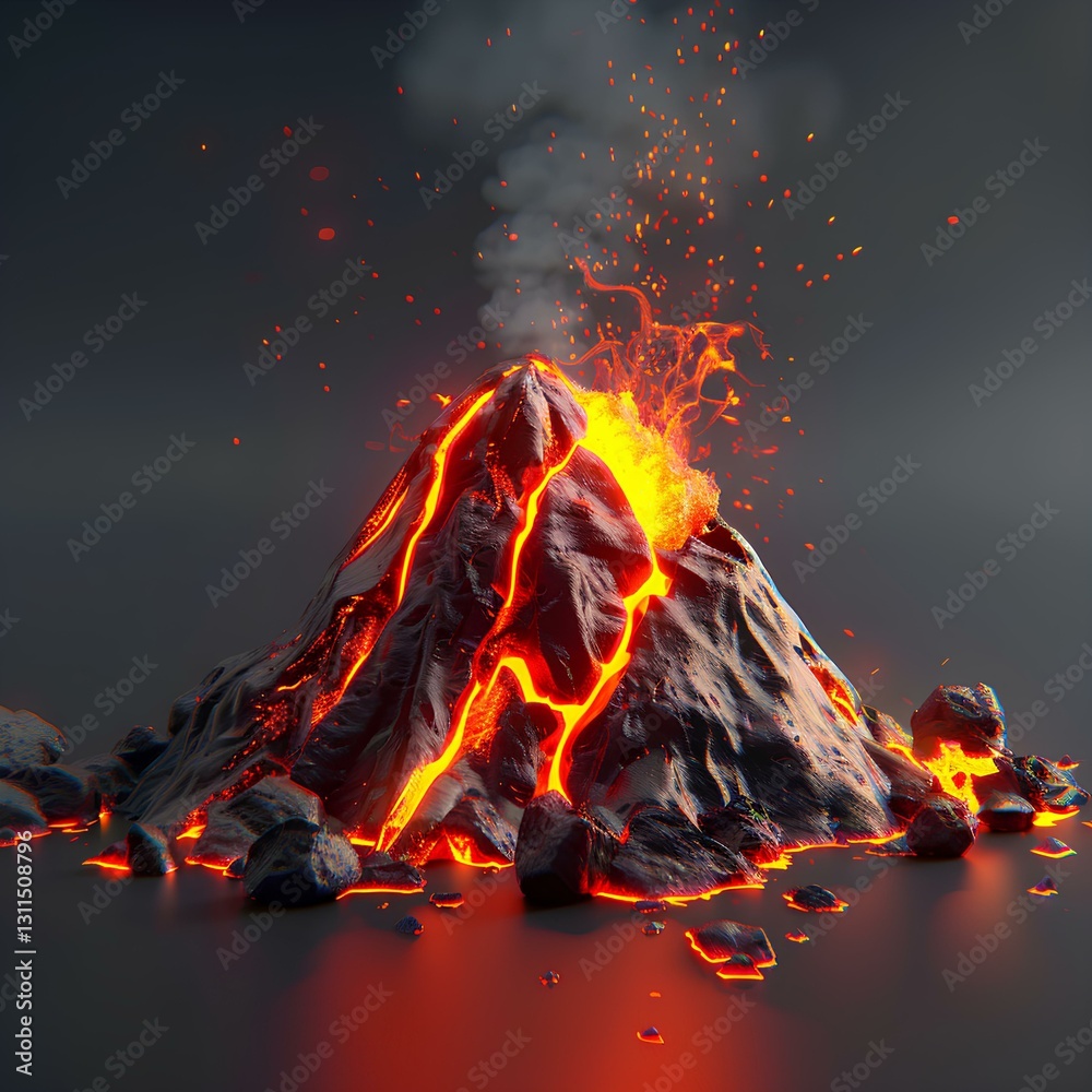 stylized volcano detailed