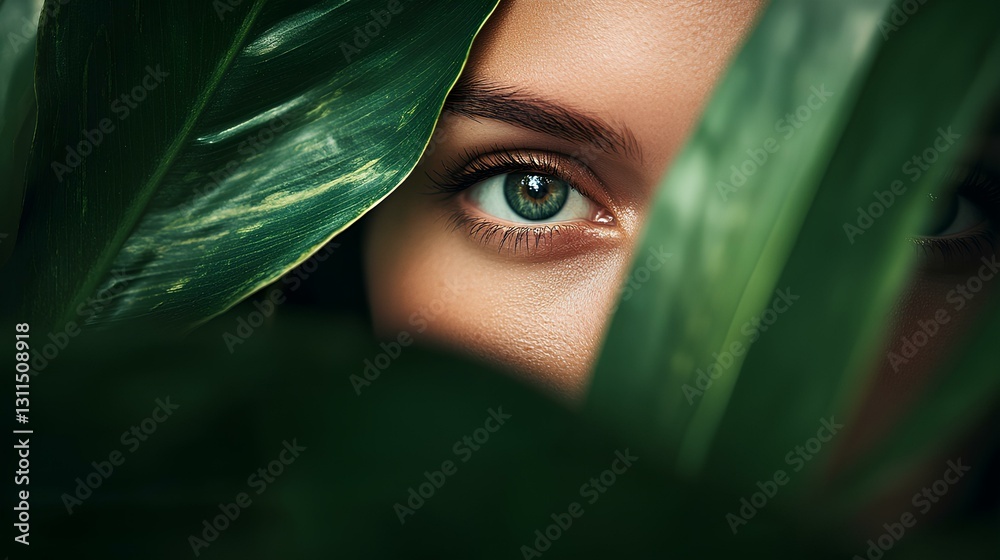 tropical leaf, dark green and feminine