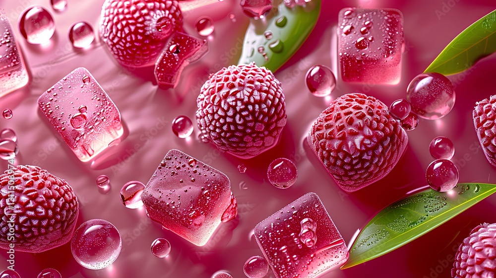 view you can look down on many pieces of Waxberry Bayberry Arbutus Fruit and little pink ice cube