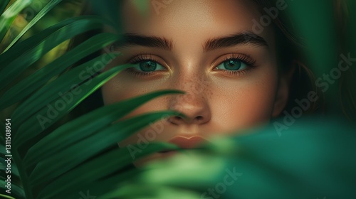 Obraz na płótnie tropical leaf, dark green and feminine w salonie