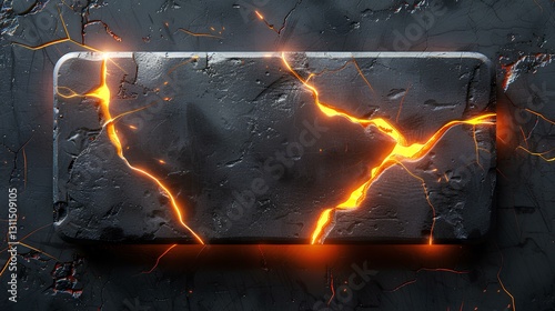 Obraz na płótnie wide rectangle from black stone with crack that glow in orange color w salonie