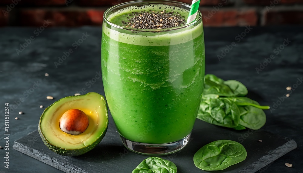 Green Smoothie with Avocado and Spinach Green Smoothie with Avocado and Spinach