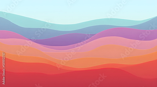 Smooth Colorful Gradient Wavy Hills Abstract Landscape Art Wallpaper