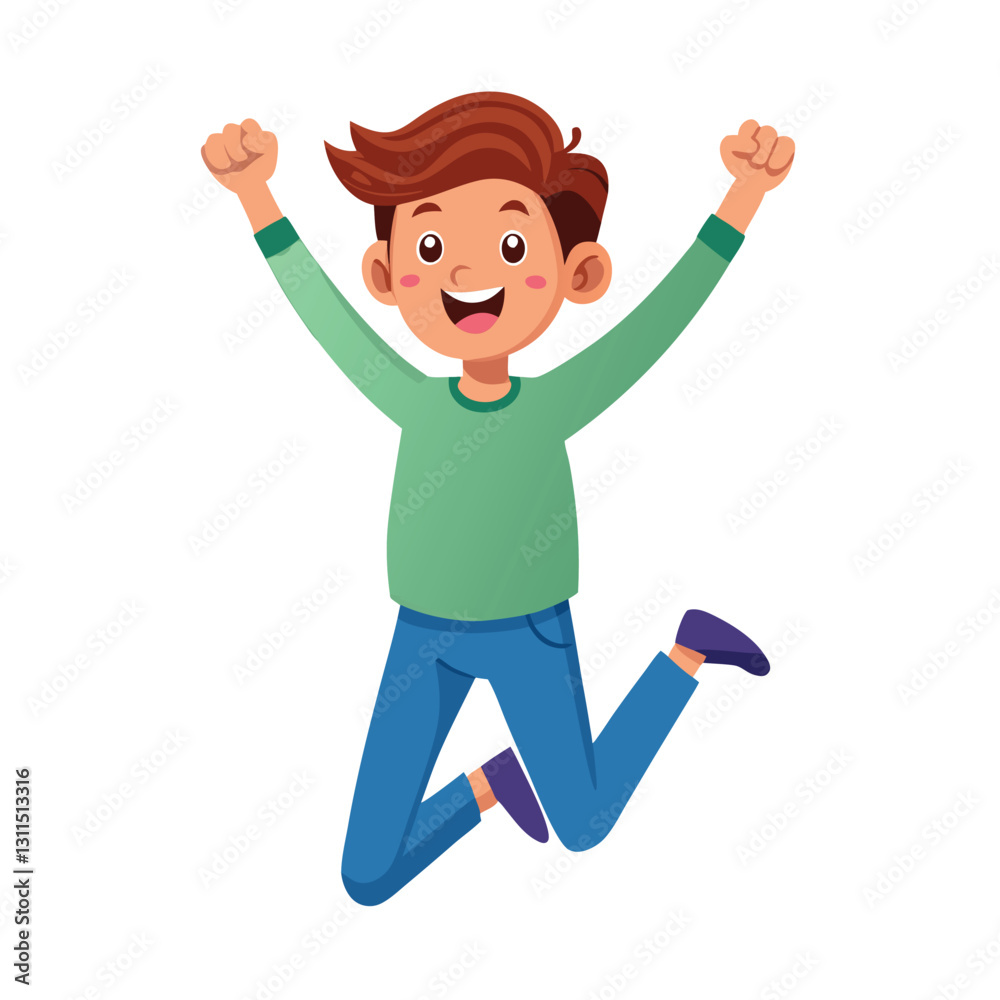 Happy boy jumping up in air. Excited joyful teenager celebrating, flying in air Happy boy jumping up in air. Excited joyful teenager celebrating, flying in air