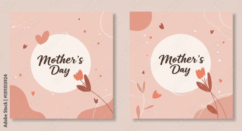 Two identical Mothers Day themed cards featuring floral art Two identical Mothers Day themed cards featuring floral art