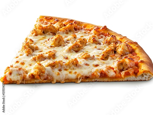 Buffalo chicken pizza slice served with cheese on a base