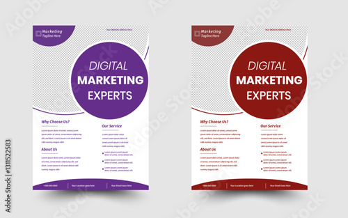 Modern, creative colourful vector corporate template flyer design with purple and red for personal or business purpose use.