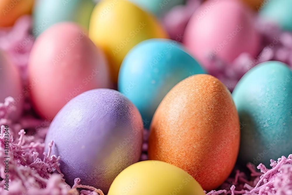 Colorful Easter Eggs in a Nest - Spring Holiday Decor Colorful Easter Eggs in a Nest - Spring Holiday Decor