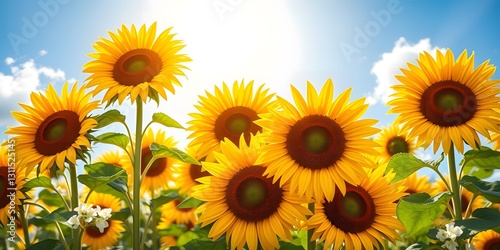  Golden Sunflowers Under a Bright Sky A Beautiful Painting of Sunflowers on a Sunny Day