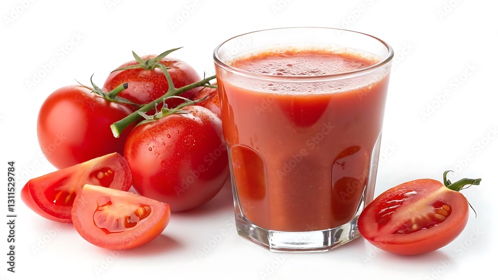 Freshly Squeezed Raw Organic Tomato Juice in a Glass Freshly Squeezed Raw Organic Tomato Juice in a Glass