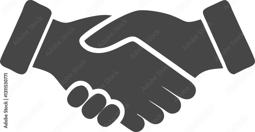 Obraz premium Simple Handshake Icon High-Quality Black and White Silhouette Vector.