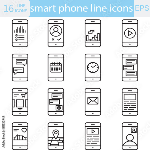 smart phone line icons vector