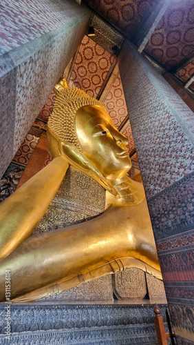 Temple of reclining Buddha also known as Wat Pho temple in Bangkok, Thailand.