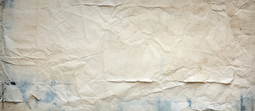 Fototapeta premium Vintage creased torn paper background in beige and light brown tones featuring a textured grunge surface perfect for artistic backdrop designs