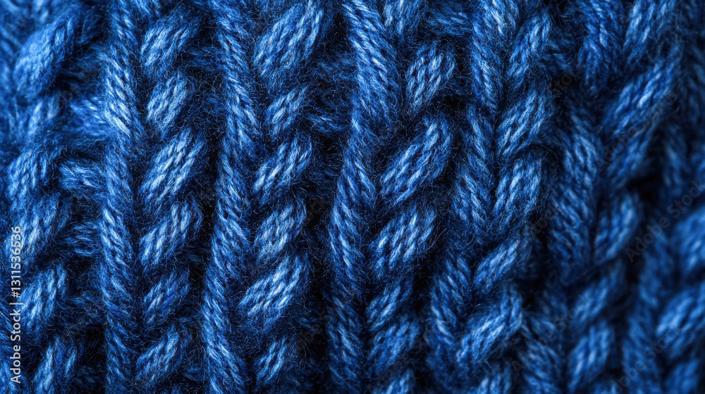 Close-up of textured blue knitted fabric with intricate patterns Close-up of textured blue knitted fabric with intricate patterns