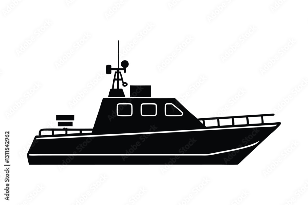 Obraz premium Silhouette design of a patrol boat vector illustration.eps