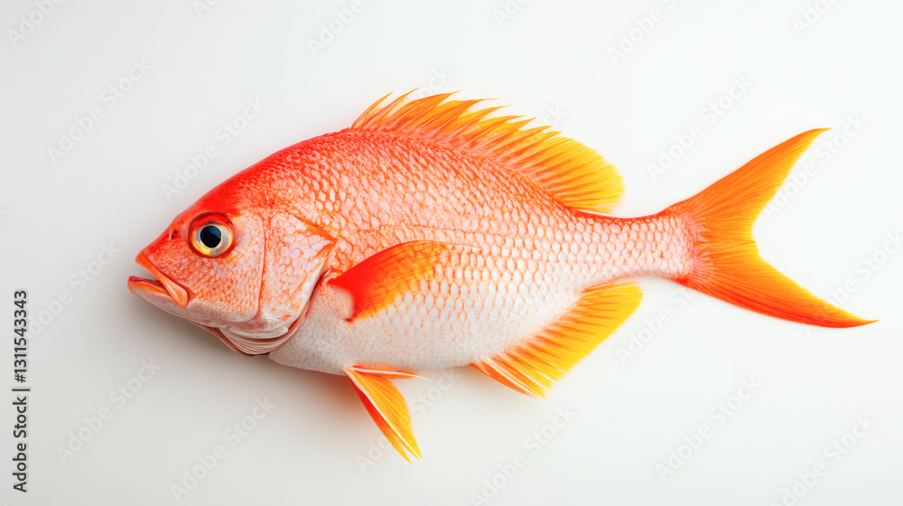 Obraz premium Vibrant red and orange fish on white background