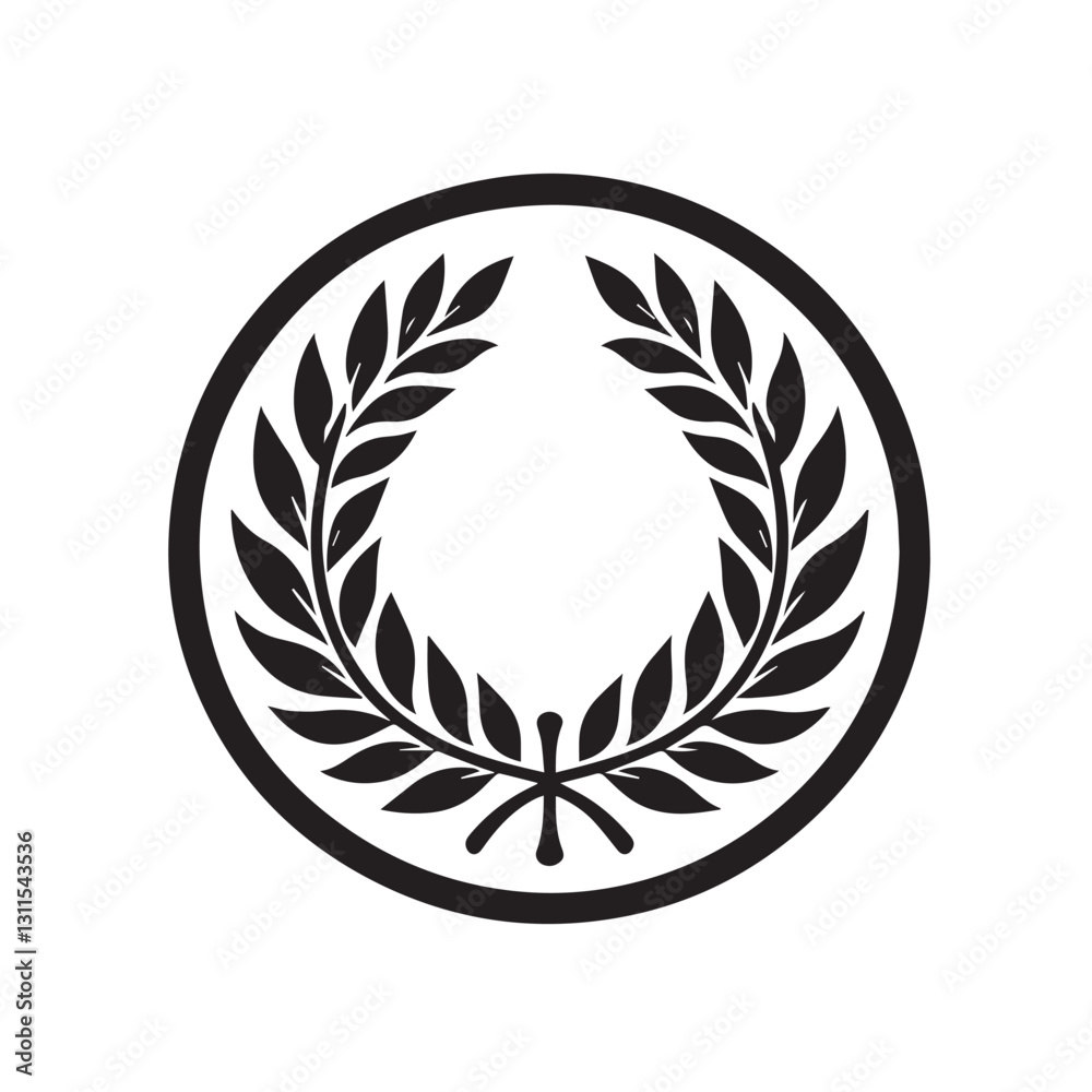 A circle with a laurel wreath on it A circle with a laurel wreath on it