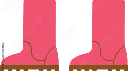 Pink rubber boots in flat style. Cute isolated vector illustration.