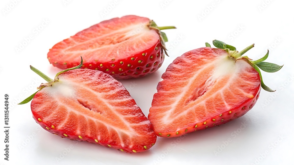 Two Sliced Strawberries on a White Background Two Sliced Strawberries on a White Background