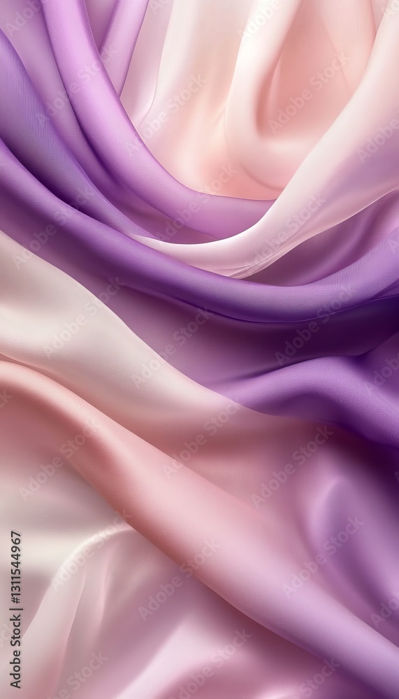 Obraz premium Abstract Purple and Pink Flowing Sheer Fabric with Soft Folds, Elegant Background, Texture,