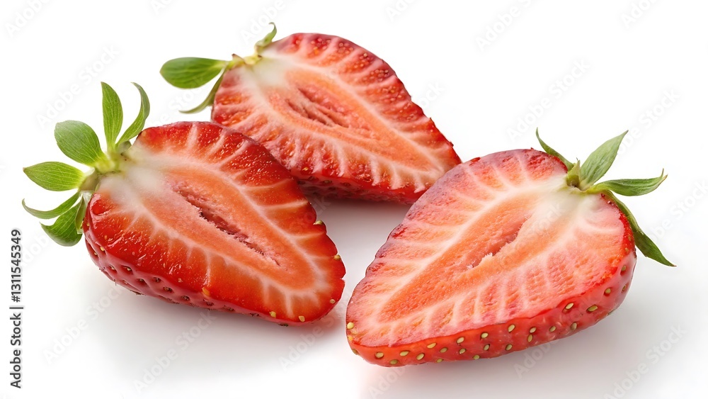 Two Sliced Strawberries on a White Background Two Sliced Strawberries on a White Background
